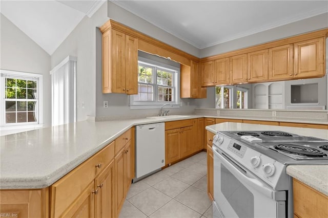 2288 Souverain Ln, Virginia Beach, VA 23454 - kitchen featuring range with electric stovetop, dishwasher, a sink, a peninsula, and healthy amount of natural light