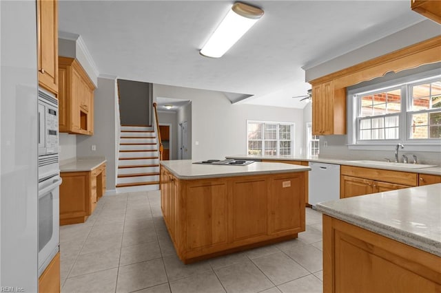 2288 Souverain Ln, Virginia Beach, VA 23454 - kitchen featuring white appliances, a sink, a kitchen island, and light countertops