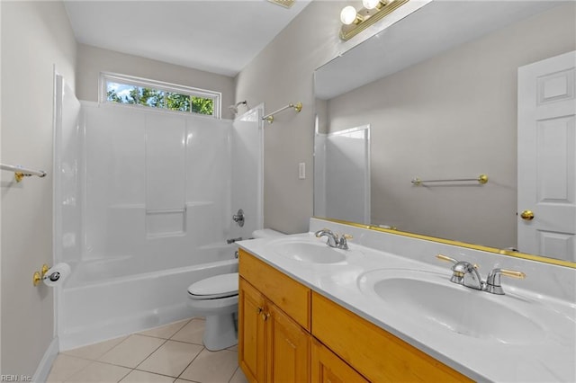 2288 Souverain Ln, Virginia Beach, VA 23454 - full bath with toilet, double vanity, tile patterned floors, and shower / bathtub combination