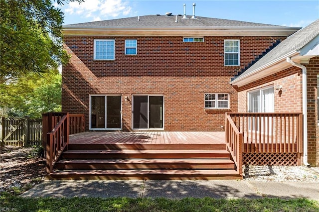 2288 Souverain Ln, Virginia Beach, VA 23454 - rear view of house with brick siding and a wooden deck