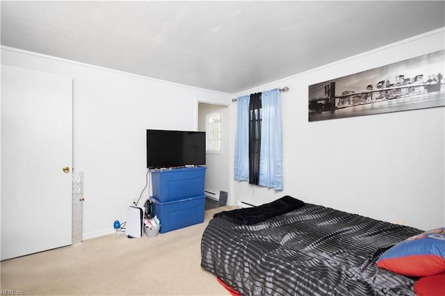 1204 Blythewood Ln, Suffolk, VA 23434 - carpeted bedroom featuring crown molding and a baseboard radiator