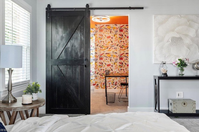 128 Wellons St, Suffolk, VA 23434 - bedroom with a barn door, carpet floors, and baseboards