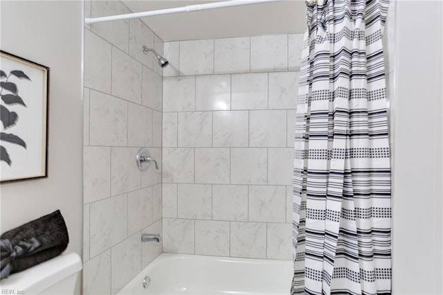 5553 Rock Creek Ln, Virginia Beach, VA 23462 - bathroom with shower / bath combo with shower curtain and toilet