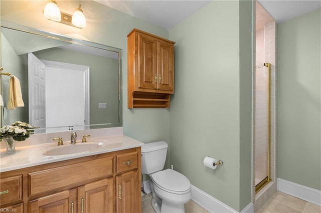 118 Goose Hill Way, Smithfield, VA 23430 - full bathroom featuring toilet, vanity, a shower stall, tile patterned flooring, and baseboards