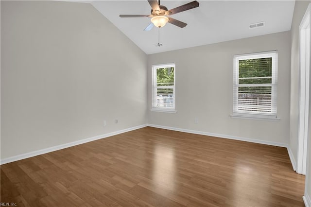 1300 Equinox Lndg, Chesapeake, VA 23322 - unfurnished room with a ceiling fan, wood finished floors, baseboards, and vaulted ceiling