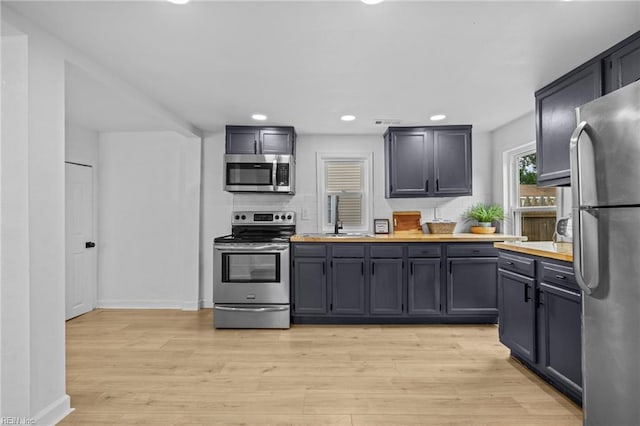 7430 Hughart St, Norfolk, VA 23505 - kitchen with stainless steel appliances, backsplash, light wood-type flooring, baseboards, and recessed lighting