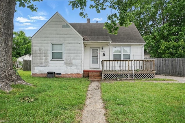 3522 Henrico St, Norfolk, VA 23513 - view of front of property featuring roof with shingles, a wooden deck, and a chimney