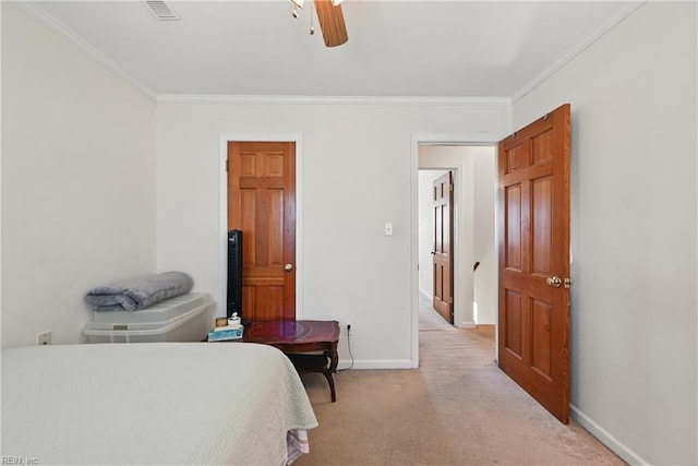 355 Nassau Pl, Hampton, VA 23666 - bedroom with crown molding, baseboards, light colored carpet, and ceiling fan