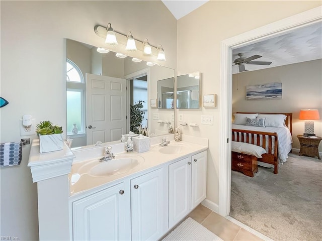 2884 Einstein Dr, Virginia Beach, VA 23456 - ensuite bathroom with double vanity, ceiling fan, and tile patterned floors