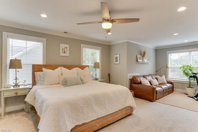 7412 Glenroie Ave, Norfolk, VA 23505 - bedroom featuring light colored carpet, multiple windows, recessed lighting, baseboards, and ornamental molding