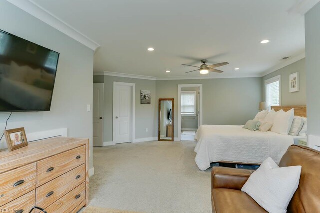 7412 Glenroie Ave, Norfolk, VA 23505 - bedroom with crown molding, multiple windows, light colored carpet, recessed lighting, and baseboards