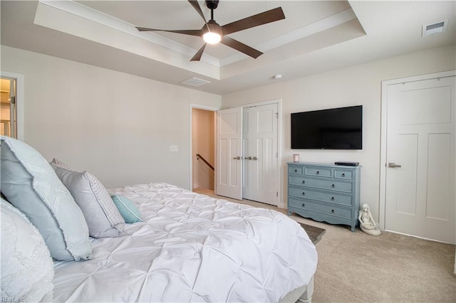 1621 Redwing Arch, Chesapeake, VA 23323 - bedroom with a raised ceiling, light colored carpet, and a ceiling fan