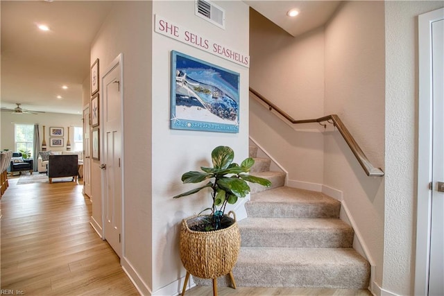 1621 Redwing Arch, Chesapeake, VA 23323 - stairs with recessed lighting, wood finished floors, baseboards, and ceiling fan