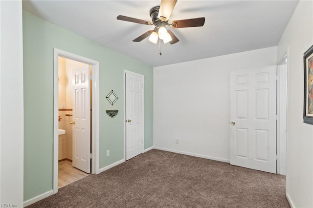 221 Herbert Ave, Hampton, VA 23664 - unfurnished bedroom featuring carpet, baseboards, ensuite bathroom, and a ceiling fan