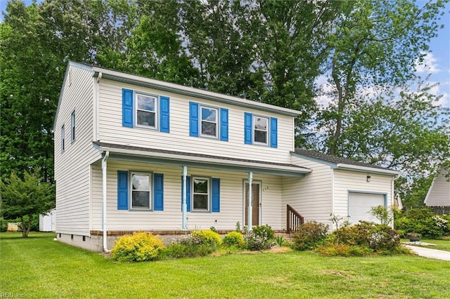 214 Silver Isles Blvd, Hampton, VA 23664 - traditional home featuring an attached garage, a porch, a front lawn, and driveway