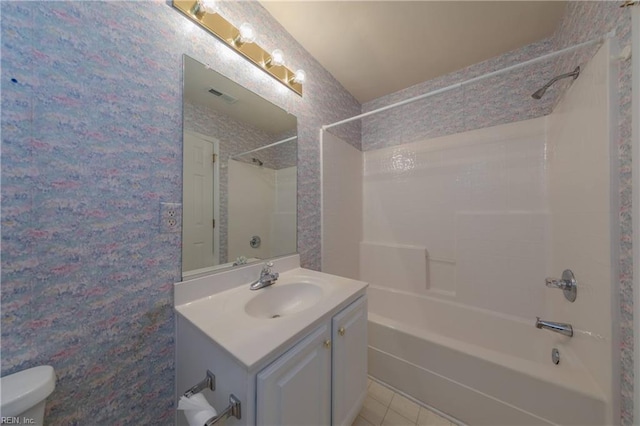 238 Wingate Dr, Williamsburg, VA 23185 - bathroom featuring vanity, shower / bathtub combination, and tile patterned flooring