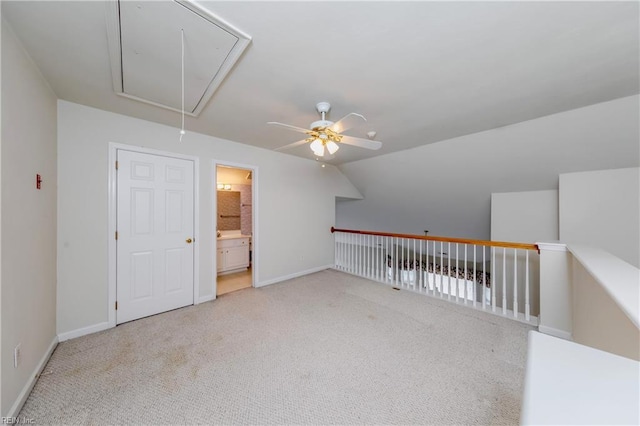 238 Wingate Dr, Williamsburg, VA 23185 - additional living space with attic access, carpet flooring, and ceiling fan