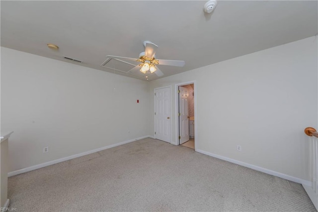 238 Wingate Dr, Williamsburg, VA 23185 - empty room with attic access, light colored carpet, ceiling fan, and a smoke detector