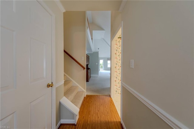 238 Wingate Dr, Williamsburg, VA 23185 - hall featuring wood finished floors and stairs