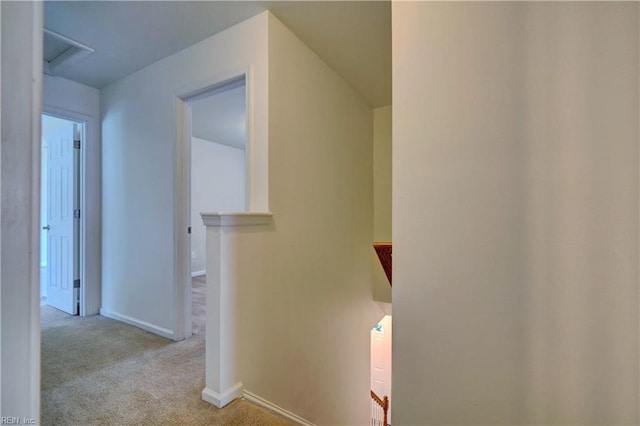5233 Winery Dr, Chesapeake, VA 23321 - hall featuring light carpet, an upstairs landing, and baseboards