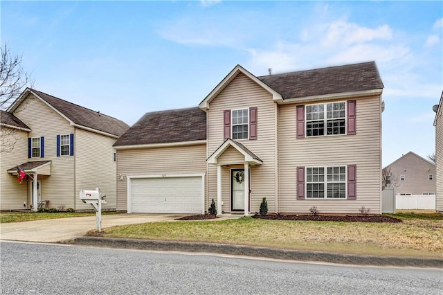 5233 Winery Dr, Chesapeake, VA 23321 - traditional-style home featuring driveway, a garage, a front yard, and roof with shingles