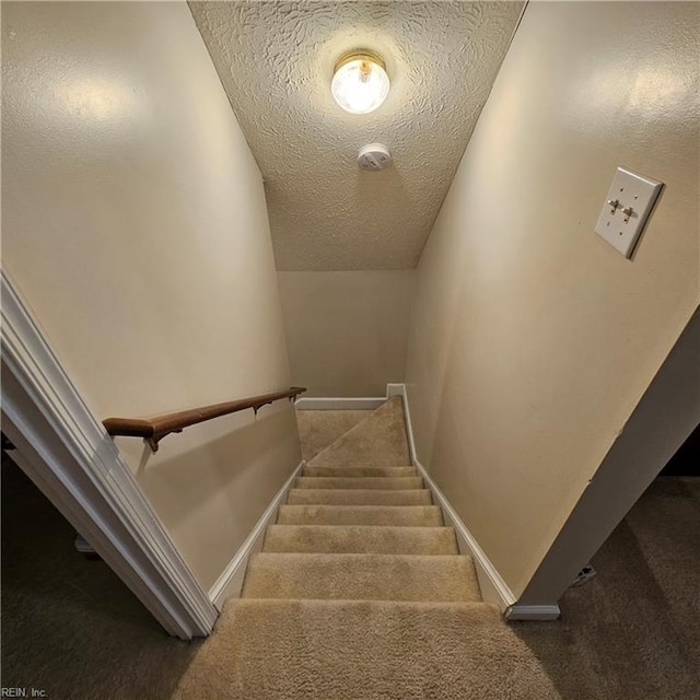520 Hickory Cres, Smithfield, VA 23430 - staircase with carpet and a textured ceiling