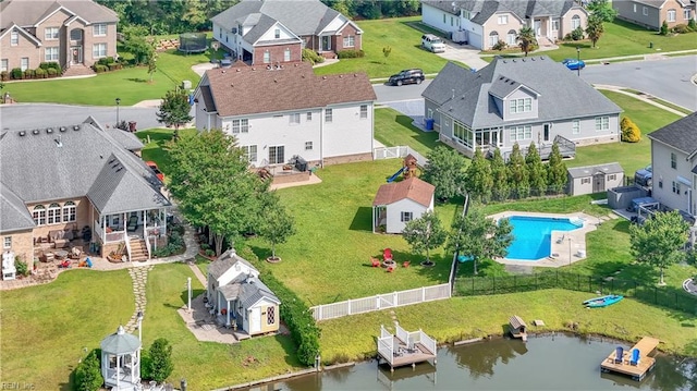 921 Justin Lee Way, Chesapeake, VA 23322 - aerial view of residential area with a pool and a large body of water