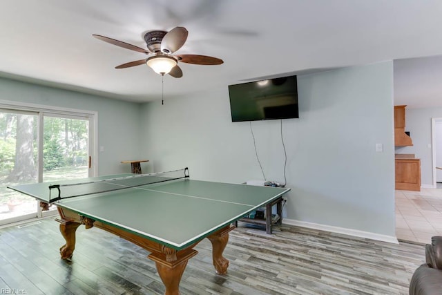20 Hatteras Lndg, Hampton, VA 23669 - rec room with ceiling fan, light wood finished floors, and baseboards
