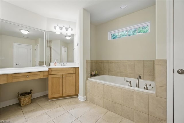 700 Dickens Pl, Chesapeake, VA 23322 - bathroom featuring vanity, a garden tub, and tile patterned flooring