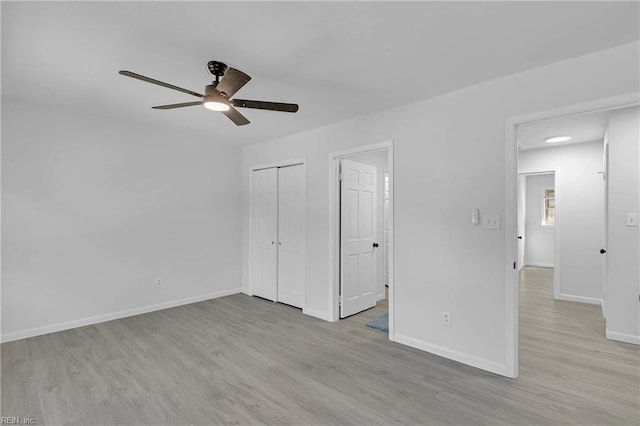 392 Deputy Ln Unit D, Newport News, VA 23608 - unfurnished bedroom with wood finished floors, baseboards, a closet, and ceiling fan