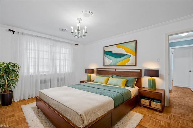 7720 Dunfield Pl Unit A3, Norfolk, VA 23505 - bedroom featuring ornamental molding and a chandelier