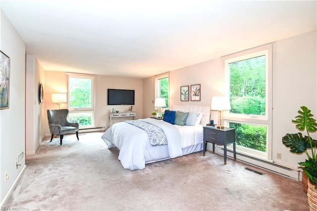 5209 Studeley Ave, Norfolk, VA 23508 - bedroom featuring a baseboard radiator, multiple windows, and carpet