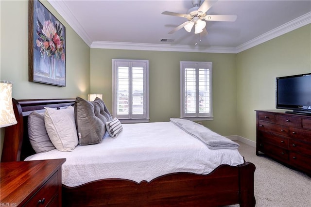 5413 Foundation St, Williamsburg, VA 23188 - carpeted bedroom featuring ornamental molding, baseboards, and a ceiling fan
