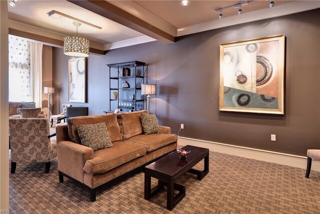 5413 Foundation St, Williamsburg, VA 23188 - living area featuring carpet and track lighting