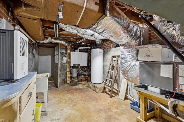 3403 Chesapeake Ave, Hampton, VA 23661 - unfinished below grade area featuring gas water heater, a workshop area, and water heater