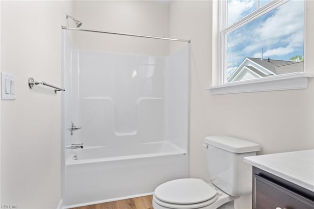 2300 Venture Way Unit B, Suffolk, VA 23434 - bathroom with toilet, vanity, shower / tub combination, and wood finished floors