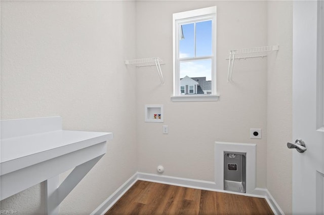 2300 Venture Way Unit B, Suffolk, VA 23434 - laundry room featuring hookup for a washing machine, electric dryer hookup, dark wood-style floors, and baseboards