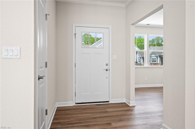 2300 Venture Way Unit B, Suffolk, VA 23434 - foyer entrance featuring ornamental molding, dark wood-style floors, and baseboards