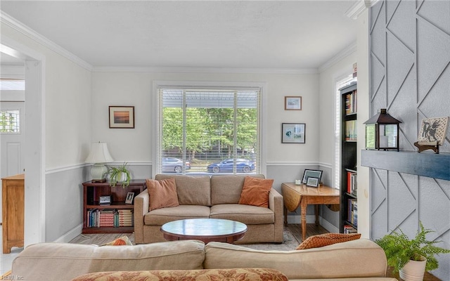 4201 Newport Ave, Norfolk, VA 23508 - living area with crown molding, baseboards, plenty of natural light, and wood finished floors