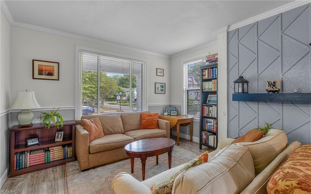 4201 Newport Ave, Norfolk, VA 23508 - living area featuring crown molding, wood finished floors, healthy amount of natural light, and baseboards