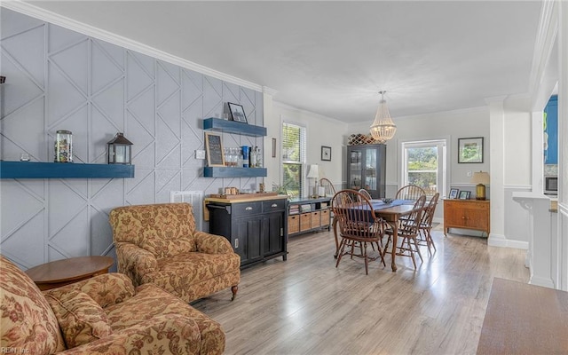 4201 Newport Ave, Norfolk, VA 23508 - dining area featuring a chandelier, light wood-type flooring, and ornamental molding