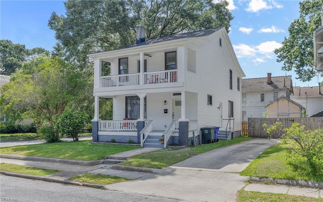 4201 Newport Ave, Norfolk, VA 23508 - view of front facade featuring a balcony and covered porch