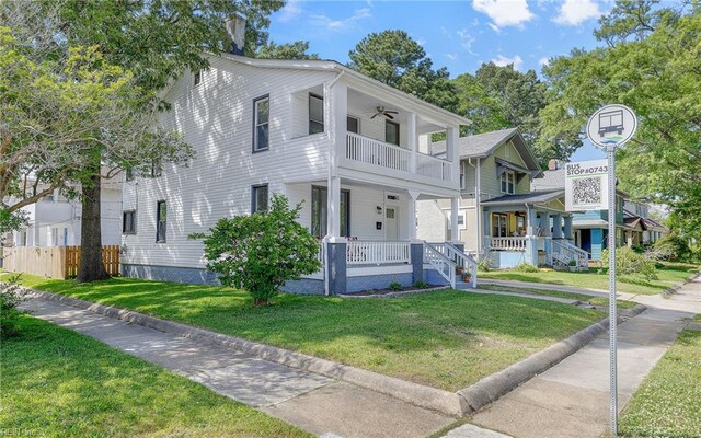 4201 Newport Ave, Norfolk, VA 23508 - multi unit property with a balcony, a porch, and ceiling fan