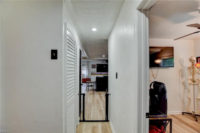 3521 Wayne St, Virginia Beach, VA 23452 - corridor with light wood-style flooring, baseboards, recessed lighting, and a textured ceiling