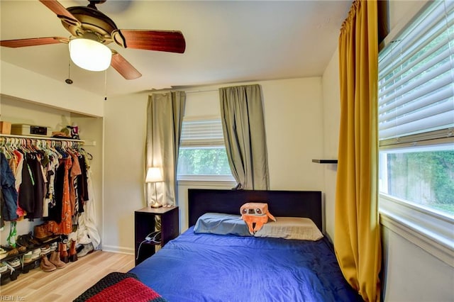 3521 Wayne St, Virginia Beach, VA 23452 - bedroom with wood finished floors, a closet, ceiling fan, and baseboards