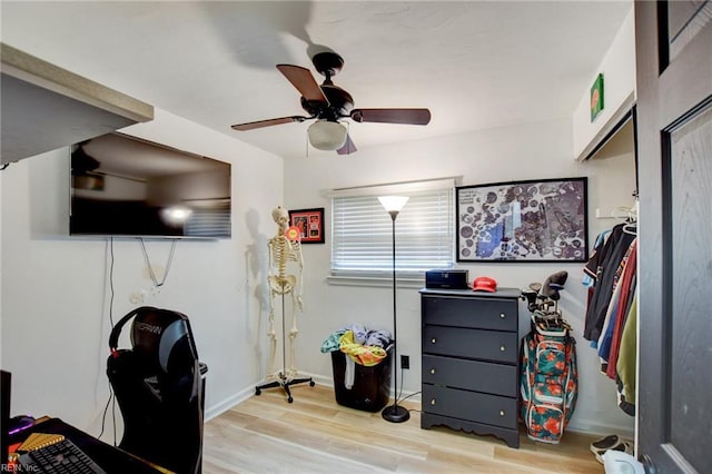3521 Wayne St, Virginia Beach, VA 23452 - home office with wood finished floors, baseboards, and a ceiling fan