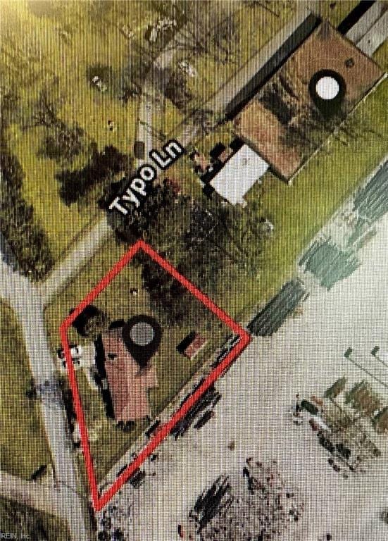 1232 Typo Ave, Norfolk, VA 23502 - aerial view of property's location featuring property parcel outlined