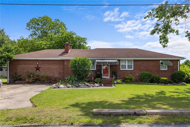 1232 Typo Ave, Norfolk, VA 23502 - single story home featuring a chimney, a front yard, and brick siding