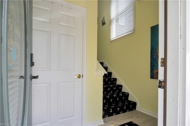 1026 High Dunes Quay Quay Unit 201, Hampton, VA 23664 - foyer with wood finished floors, stairway, and baseboards