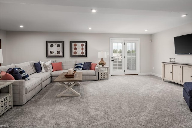 1501 Bogue St, Chesapeake, VA 23322 - living room featuring carpet floors, recessed lighting, and baseboards